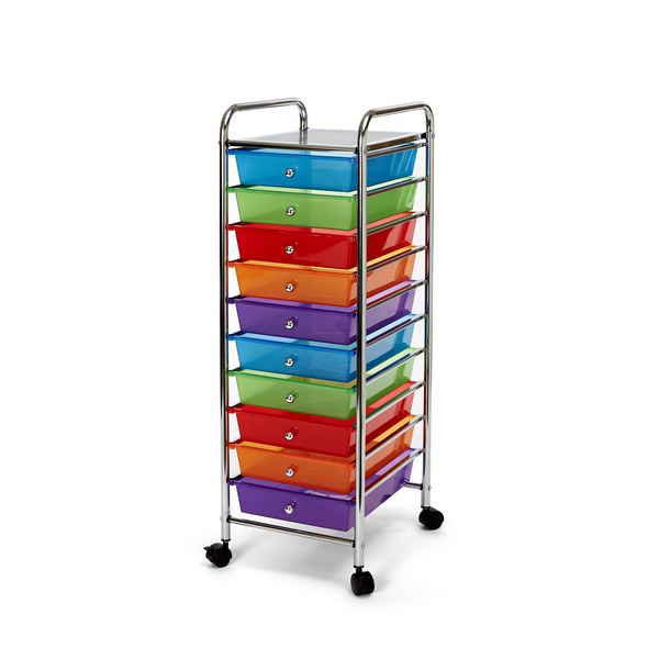10-Drawer Organizer Cart, Multi-Color